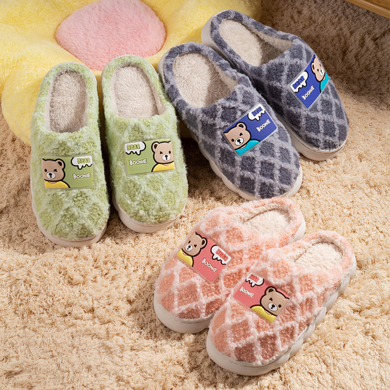 2024新款冬季棉拖鞋女居家厚底防滑加绒保暖外穿情侣毛 毛棉拖鞋女高清大图