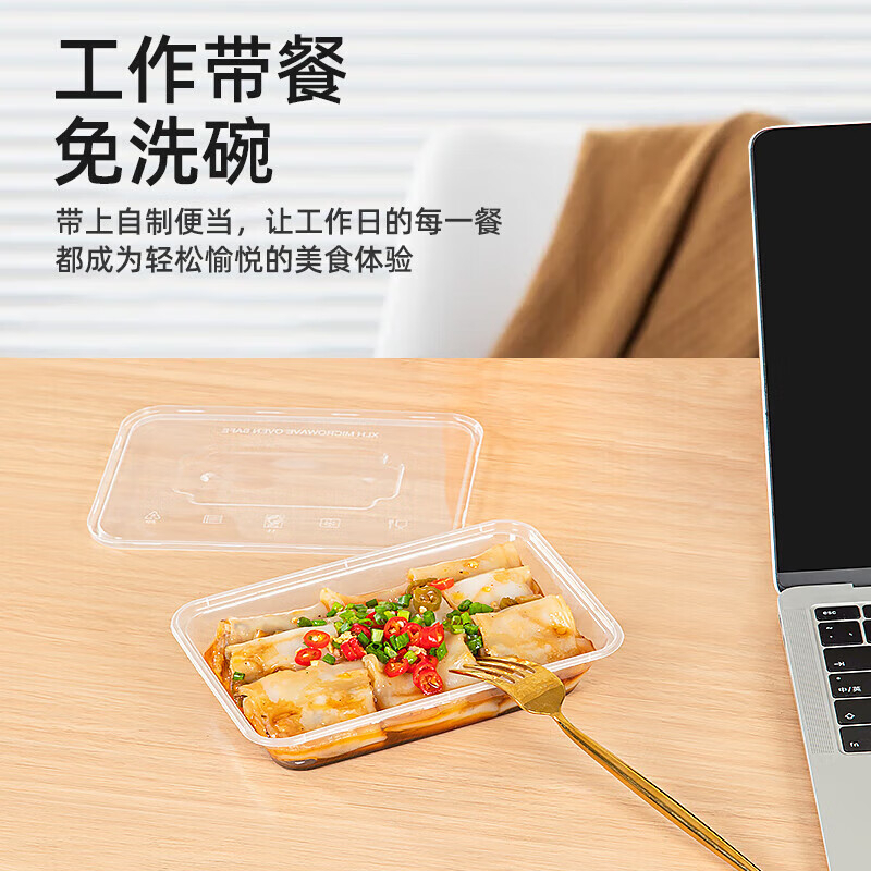 特美居 一次性长方500型光面带盖打包餐盒300套装透明TMJ-2941 BDZSSC高清大图