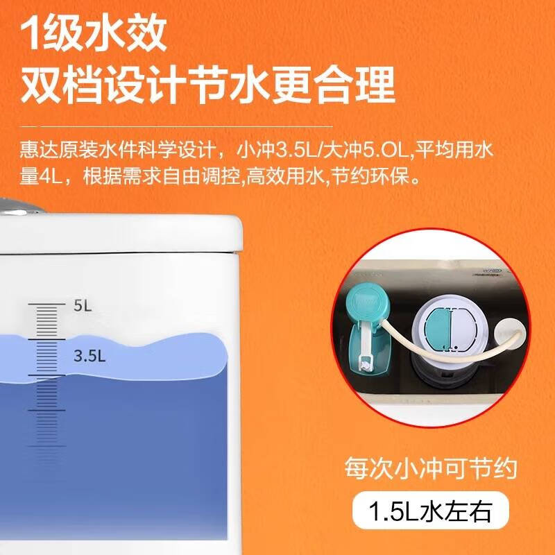 惠达(HUIDA)-6528 虹吸式家用马桶卫生间卫浴陶瓷静音节水坐便器高清大图