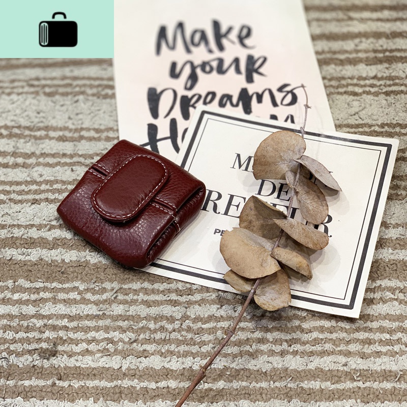 韩国创意零钱包女小2019新款简约学生可爱小清新硬币包耳机线收纳NEWLAKE 酒红色