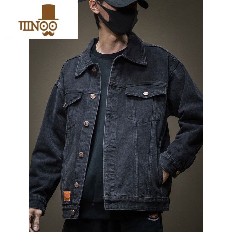 YANXU春季牛仔外套男士韩版潮流休闲潮牌宽松款褂子痞帅工装夹克男图片