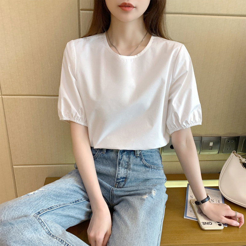 衬衫女2023年时尚短袖女夏上衣今年流行漂亮小衫百搭休闲_75642 统一颜色 M