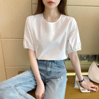 衬衫女2023年时尚短袖女夏上衣今年流行漂亮小衫百搭休闲_75642 统一颜色 M