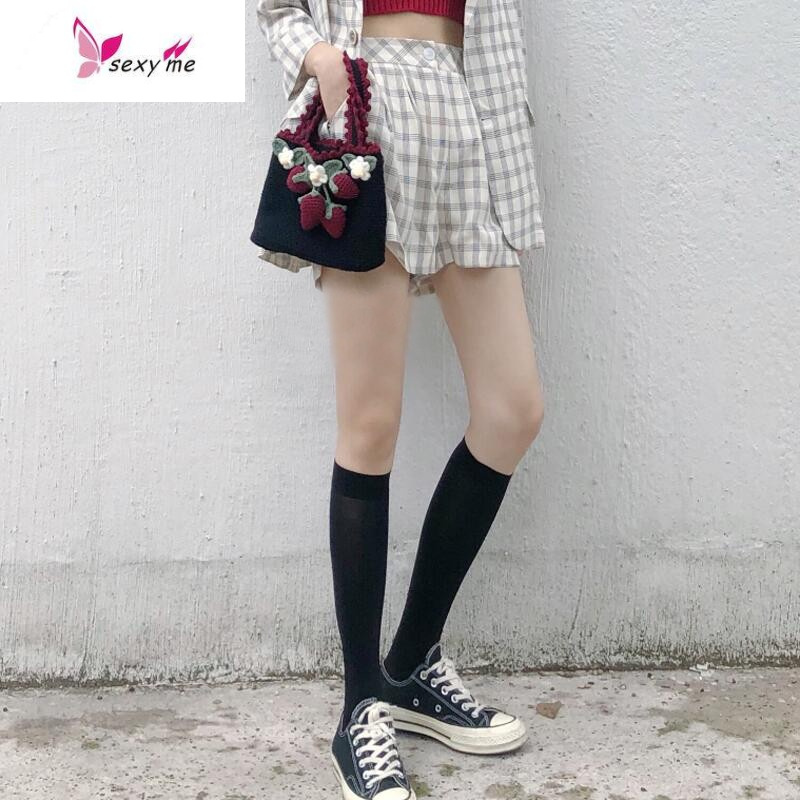 日系ins透明袜子女潮夏季丝袜超薄隐形及膝中长筒袜JK白色小腿袜 FISH BASKET丝袜