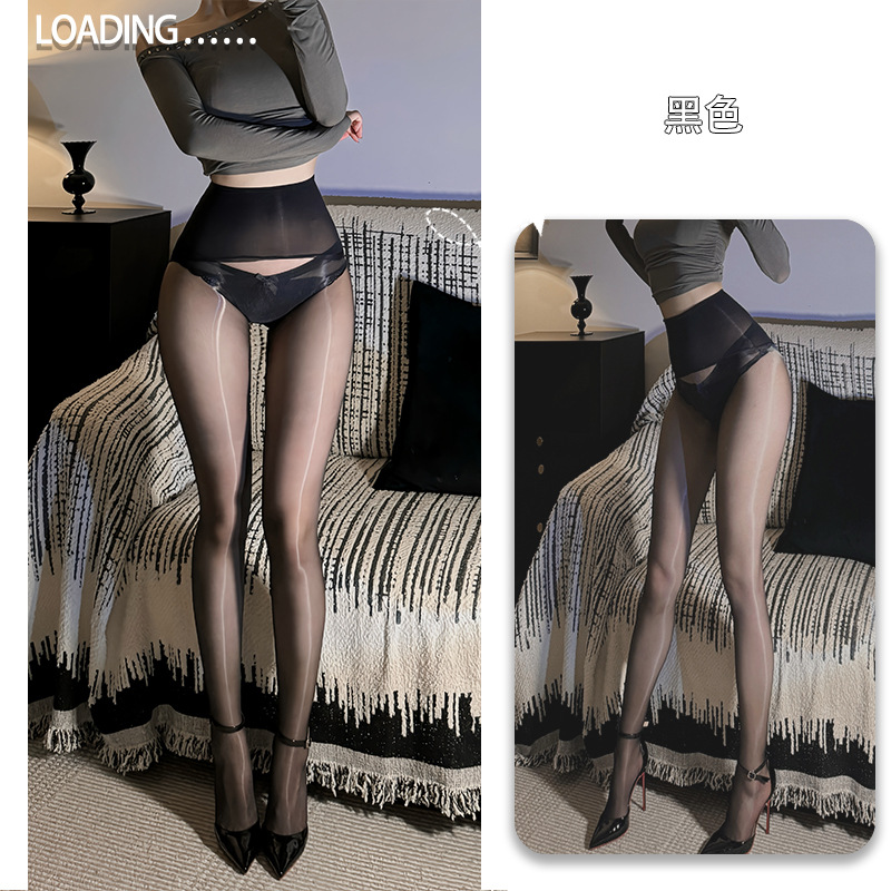 极光丝袜360无痕夏季超薄防勾丝连裤袜性感情趣闭裆马油袜女A309 黑色