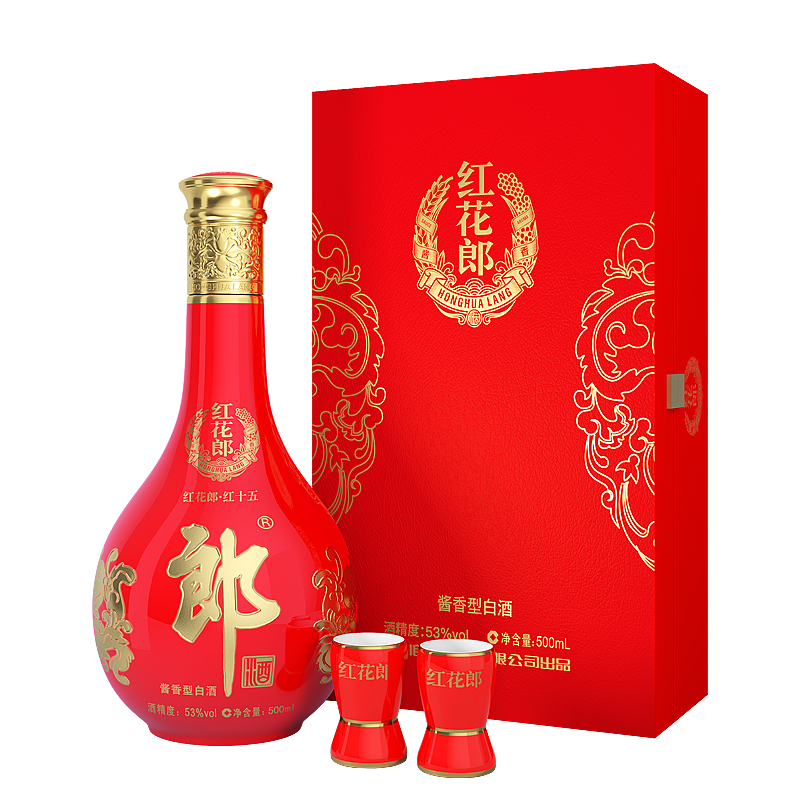 酒厂自营郎酒红花郎单瓶礼盒53度酱香型白酒500ml