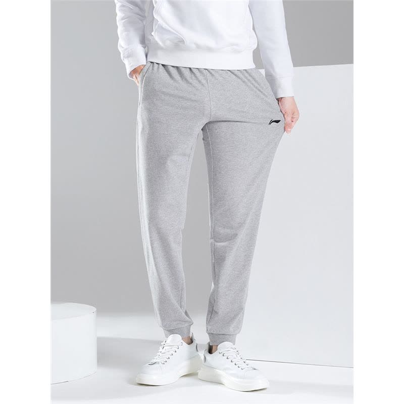 李宁运动裤男春秋 宽松束脚灰色卫裤跑步健身训练休闲裤子长裤图片