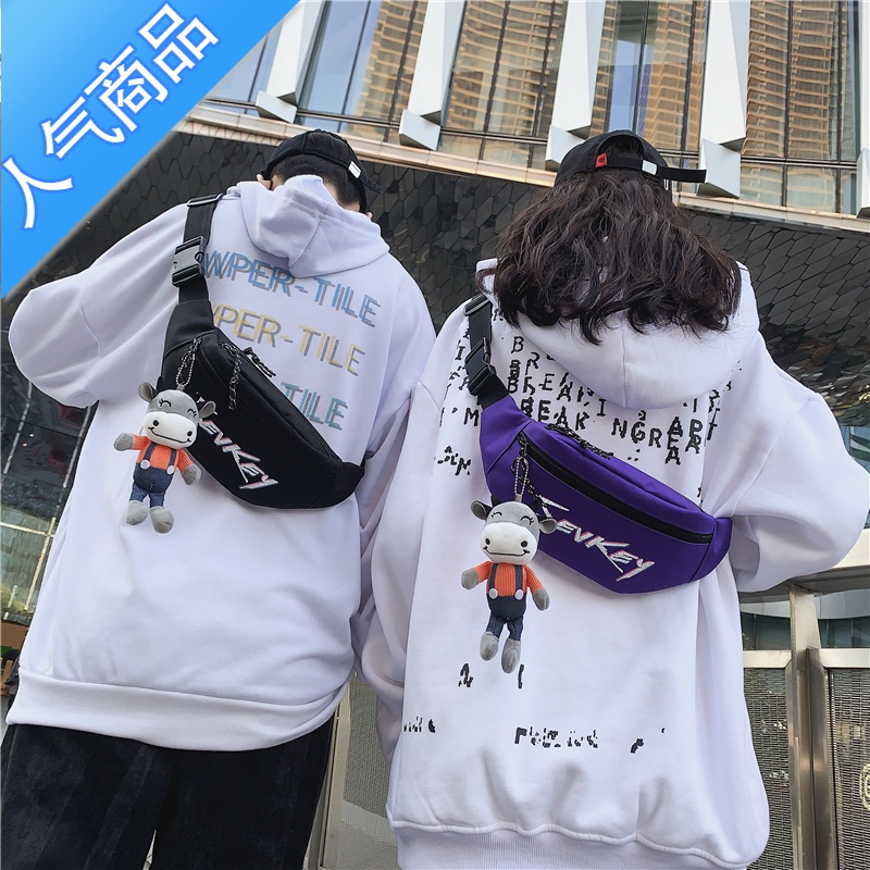 封后新款潮牌斜挎包男运动反光胸包学生腰包时尚个性小背包休闲单肩包单肩包男