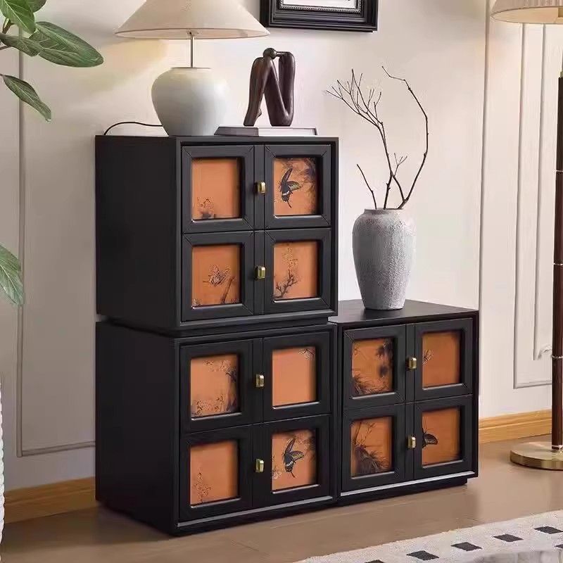 青木川 中古风复古实木床头柜落地主卧室小型家用积木柜香云纱卡门柜收纳柜一体床边斗柜电视柜高清大图