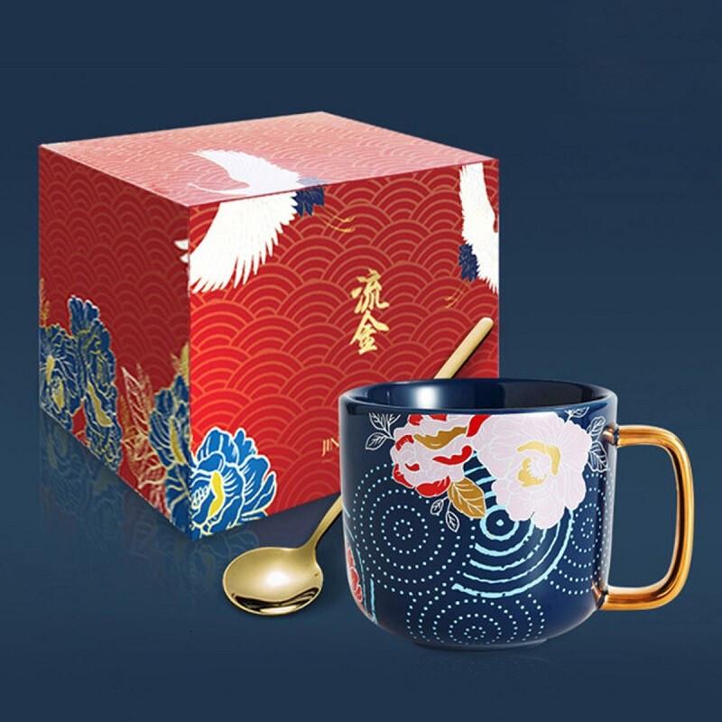 共禾京品(JINGREPUBLIC)中国风陶瓷马克杯大容量经典情侣伴手礼杯子新国风蓝色马克杯 默认颜色