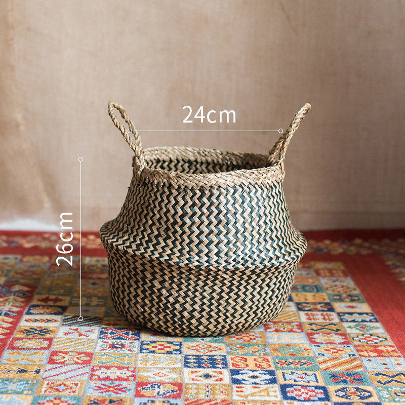 家柏饰(CORATED)编收纳筐 收纳篮可折叠 杂物 衣物 桌面衣帽间卫浴收纳 色织B纹（小