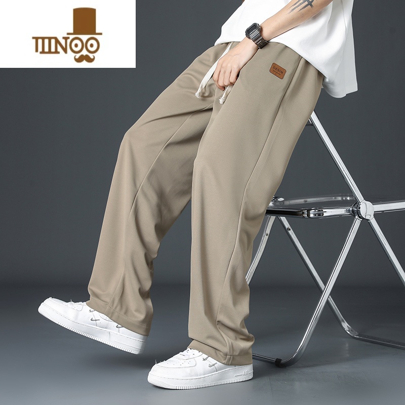 YANXU冰丝裤子男款夏天西装裤男夏季薄款阔腿休闲直筒感垂坠感长裤高清大图