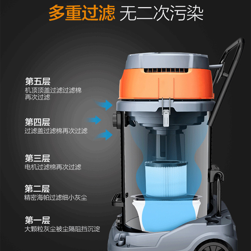 杰诺工业吸尘器干湿两用大功率工业大型桶式吸尘机 筒式吸水商用酒店宾馆洗车场工厂车间601-100升 3500W