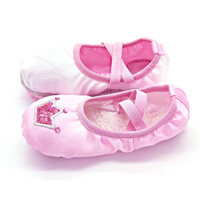 粉色布头加绒款24秋冬季加绒保暖儿童蕾丝花边舞蹈鞋芭蕾猫爪鞋跳舞