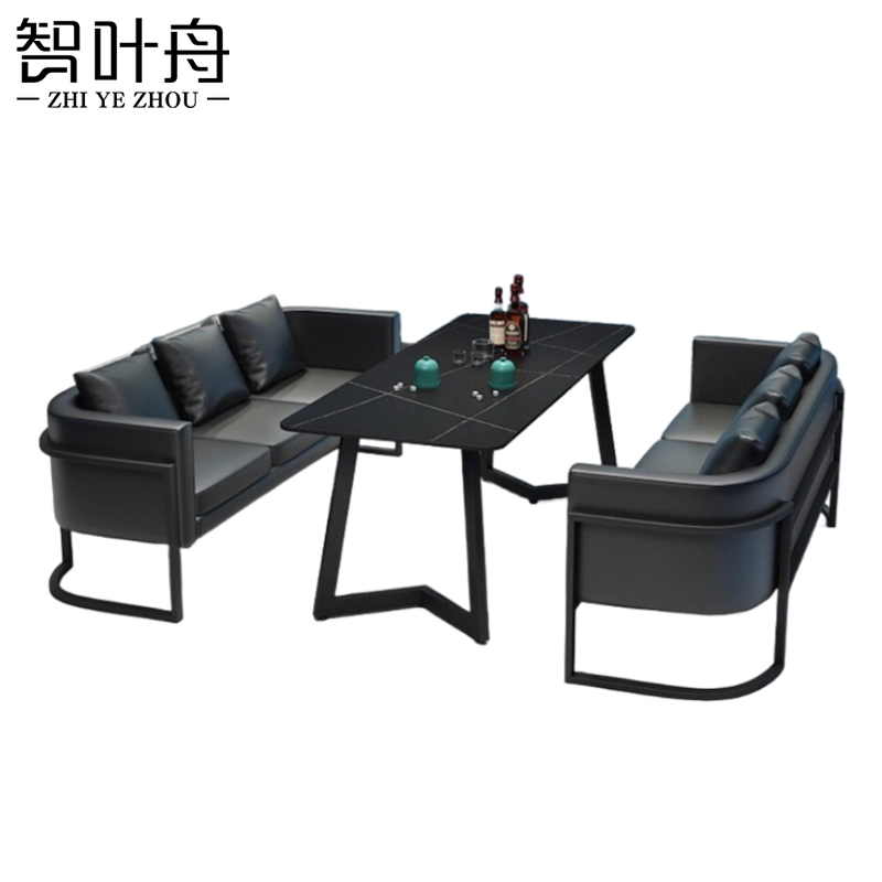 智叶舟接待沙发组合三人位*2+茶几套高清大图