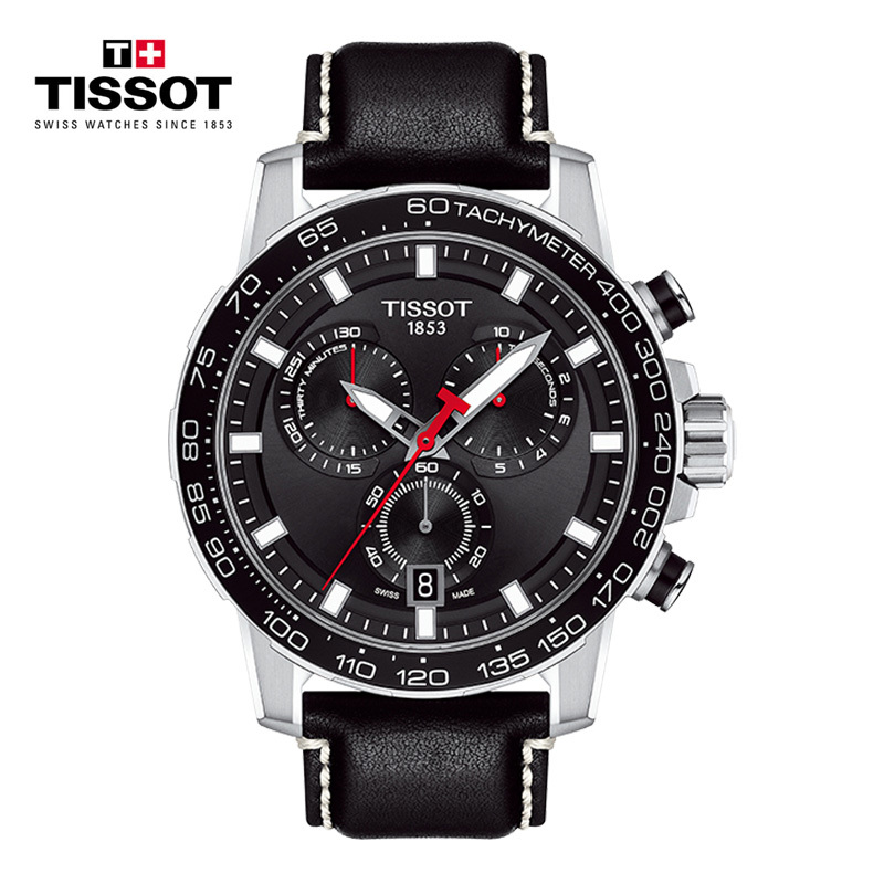 天梭(TISSOT)瑞士手表 速敢系列皮带炫酷黑盘独特大气男士石英表T125.617.16.051.00 礼物