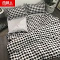 南极人纯色四件套床上用品ins网红亲肤单被套床单学生宿舍4三件套_999 2.0m四件套（被套200X230） 小灰格