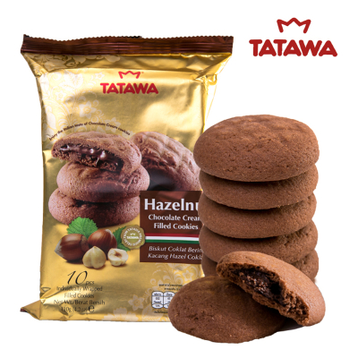 TATAWA榛子巧克力味爆浆曲奇饼干120g*2袋 苏宁自营零食充饥夹心饼干网红休闲马来西亚进口零食小吃办公室下午茶