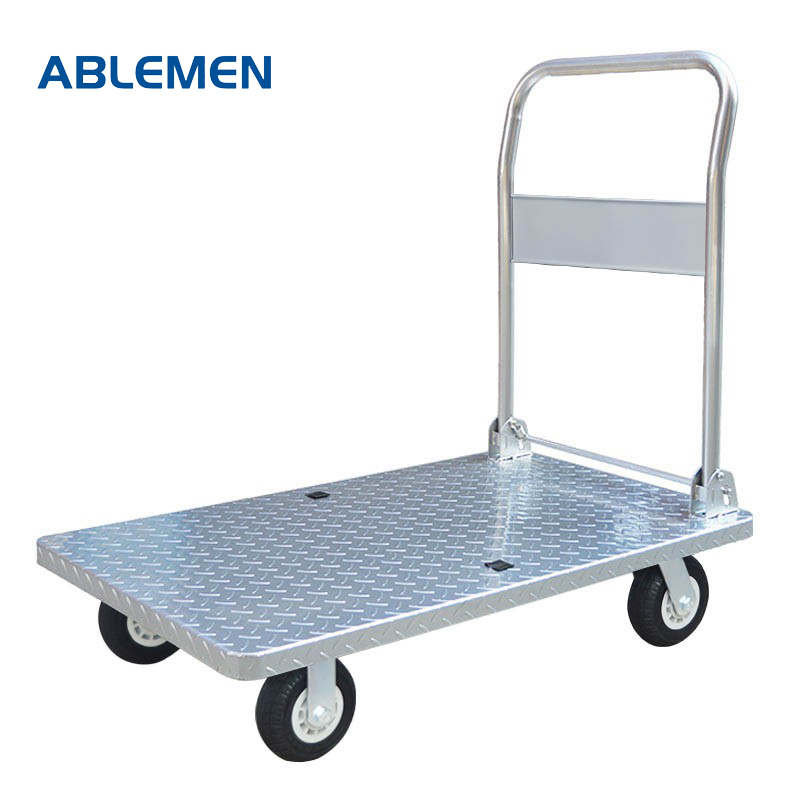 ABLEMEN 钢板车平板车小推车手推车 高承重物流搬运车手拉车 拉货车 70cm*50cm 升级耐磨静音