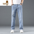 YANXU牛仔裤男宽松2023夏季薄款大码裤子男款休闲百搭男士直筒长裤 HJ-E88蓝灰色 32腰围二尺五