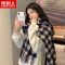 千鸟格子围巾女秋冬季韩版学生披肩加厚情侣围脖潮