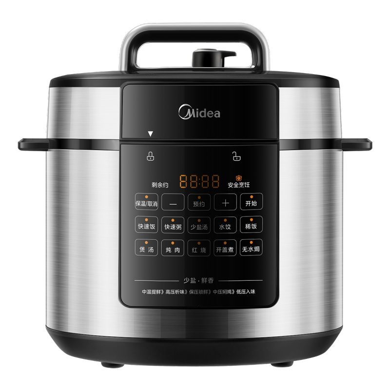 美的(Midea)电压力锅6L零涂层精钢厚釜双胆智能预约煮饭煲汤炖肉多功能高压锅 MY-E6915G