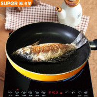 苏泊尔(SUPOR)平底锅不粘锅煎锅家用炒锅煎饼锅具电磁炉燃气灶通适用 红色燃煤气专用（24cm 原厂锅盖）