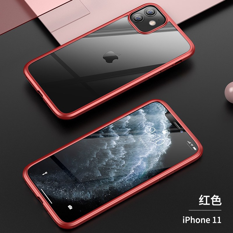 [送镜头膜]高铭宣 苹果iPhone11手机壳苹果11pro双面玻璃防摔全包高档保护套硅胶超薄透明潮牌限量版11[红色]