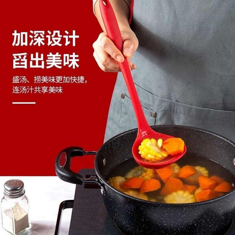 苏宁宜品家用硅胶铲炒菜铲子不粘锅专用锅铲耐高温炒勺防烫厨具套装汤勺