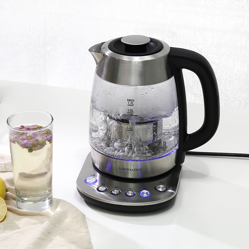 乐扣乐扣（LOCK&LOCK）电热水壶 高硼硅玻璃 静音防干烧水壶 EJK333BLK 1.7L