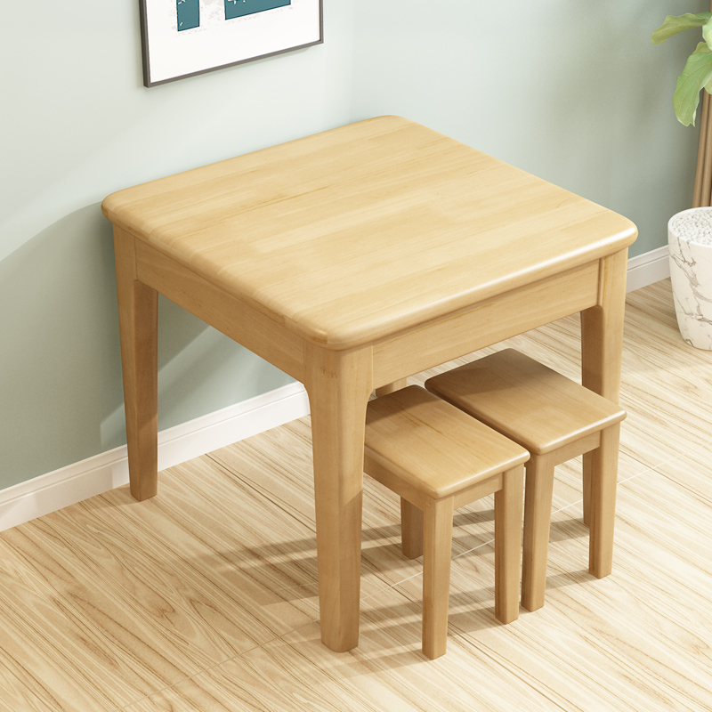 花千紫全实木餐桌椅组合正方形纯实木80x80固定小户型西餐桌小方桌