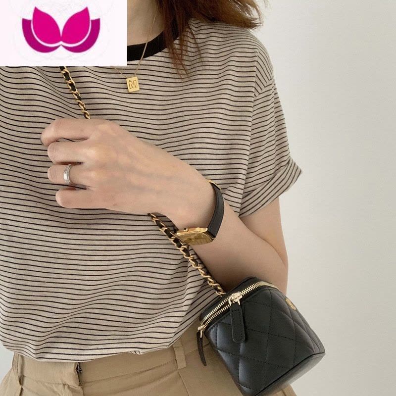 七斓大码短袖女宽松韩版潮oversize条纹t恤港味复古chic上衣ins夏图片