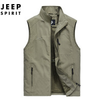 JEEP SPIRIT吉普专卖男装马甲速干立领背心户外轻质网眼马夹春秋中老年免烫防风外套
