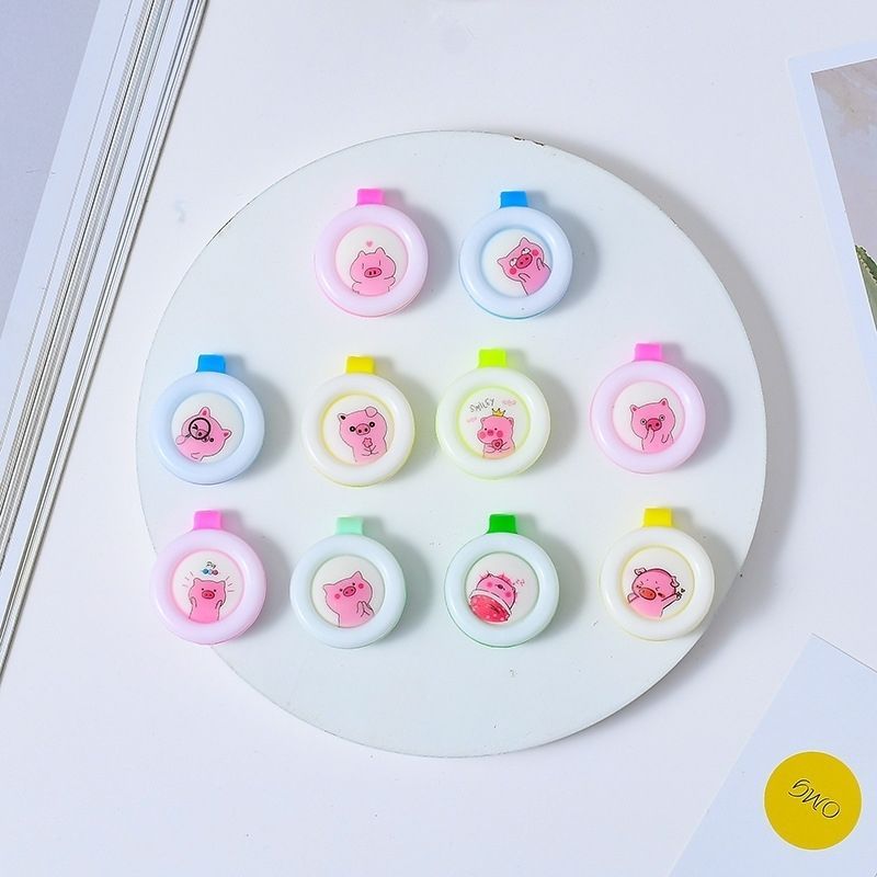 驱蚊扣环保驱蚊神器儿童防蚊虫驱蚊手环植物精油叮咬扣户外|小猪系列(颜色随机) 驱蚊扣(3个家庭装)