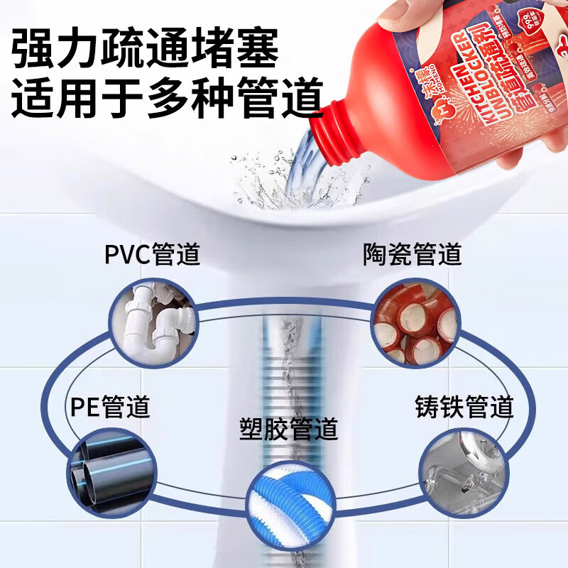 沫檬管道疏通剂 厨房浴室马桶下水管道疏通剂地漏强力溶解剂500g MMA54-2*1