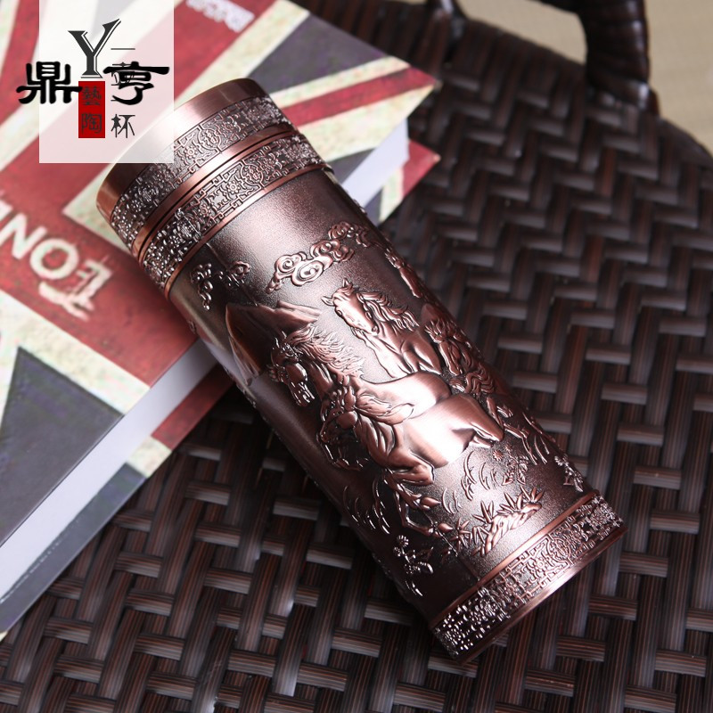 鼎亨一壶一杯紫砂内胆礼品保温杯水杯子男女茶杯陶瓷杯长辈老人泡