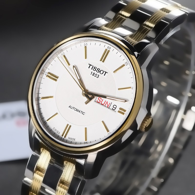 天梭tissot海星系列间金钢带自动机械男士手表t0654302203100机械表男