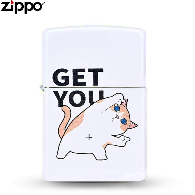 官方ZIPPO原装正版哑漆彩印萌宠哈士奇柴犬萌猫煤油男士打火机视频介绍_ 