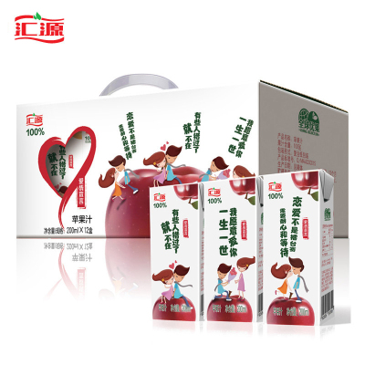 汇源 100%苹果汁 200ml/盒*12盒 礼盒 纯果汁