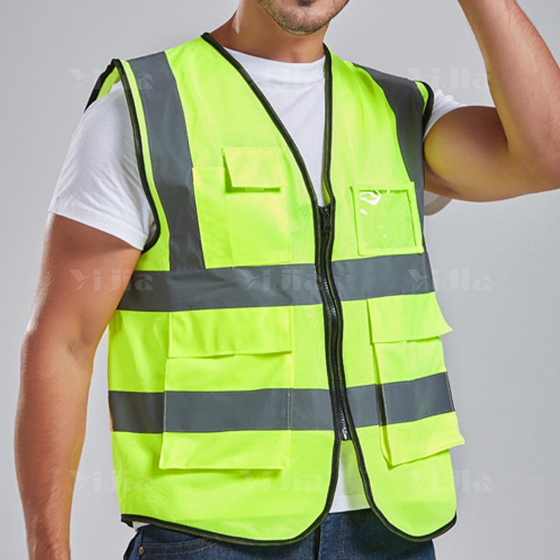 翌嘉YJ4112132 反光背心环卫园林反光马甲施工交通反光衣 针织布口袋款橙色高清大图