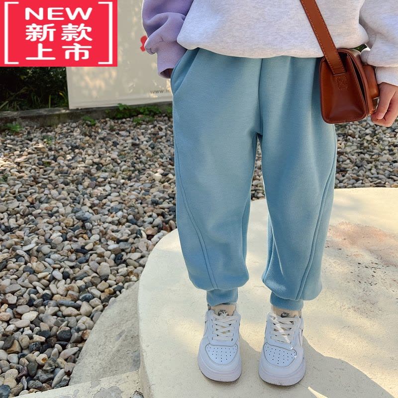可莉允女童运动裤2022冬季新款韩版洋气束脚裤宝宝加绒保暖休闲裤保暖裤图片