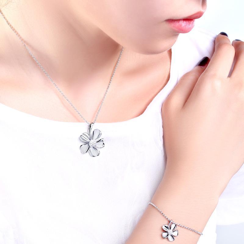 [花溪—海棠花]925银手链女 时尚气质情侣银饰品 生日礼物送女友送女朋友七夕情人节礼物