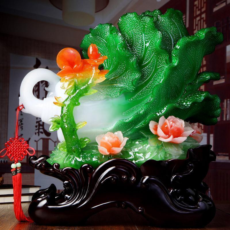 四季来财翡翠玉白菜摆件家居客厅装饰品办公桌开业送礼_529_700