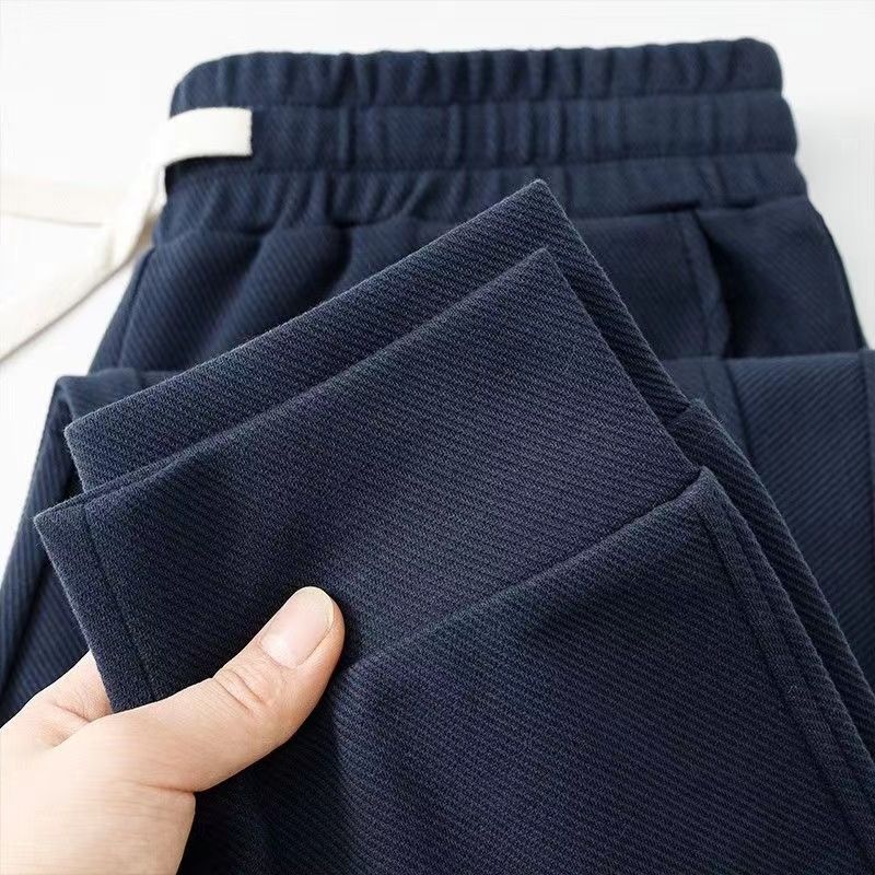 冬季美式重磅男休闲裤加绒加厚斜纹束脚长裤男士运动裤宽松卫裤高清大图
