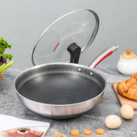 康巴赫(KBH)锅具 悦厨版炒锅316L不锈钢蜂窝防粘锅 送铲勺清洁膏三件套
