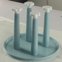 创意塑料沥水杯架厨房置物架玻璃杯茶杯收纳架子水杯挂架晾杯子架 北欧款圆形四位蓝色