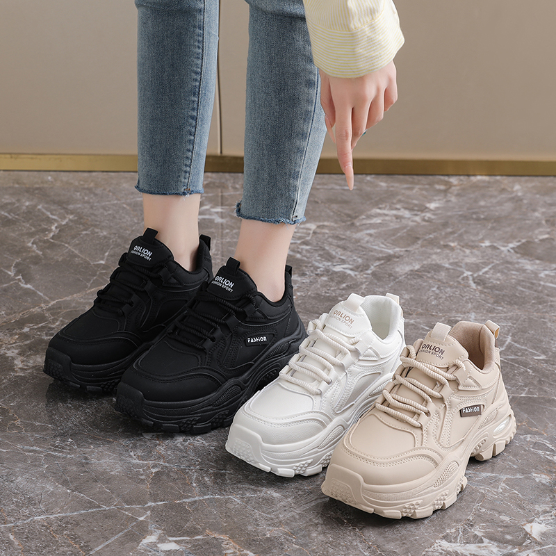 La Chessiers老爹鞋女鞋春秋新款网面透气厚底百搭低帮鞋休闲运动休闲鞋高清大图