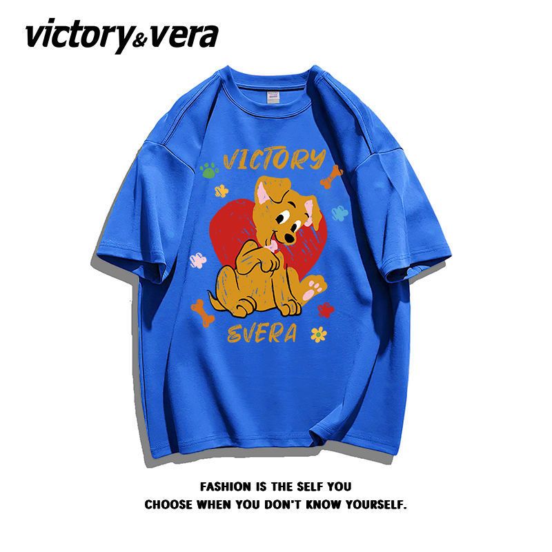 VICTORYVERA100%纯棉卡通日系半袖女夏季宽松慵懒风短袖百搭t恤潮