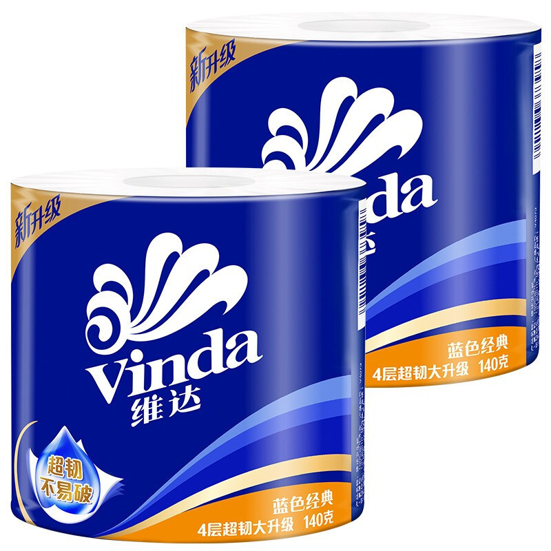维达(Vinda)卷纸V4069 蓝色经典4层140克*10卷 6提/箱 按箱起订(提)