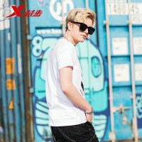 Xtep特步男子2018新款纯色印花舒适运动T恤882229019133